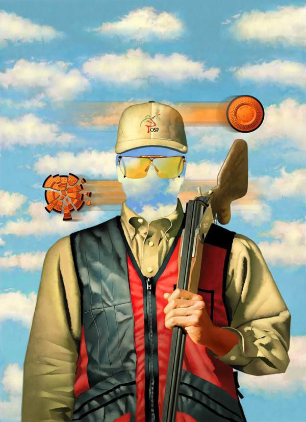 Faux Traditional-Sporting Clays Shooter Illustration