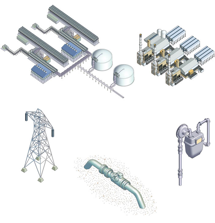 Icons-Steps in the Gas Chain Illustration