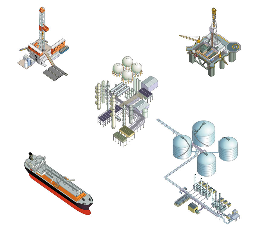 Icons-Steps in the Gas Chain Illustration